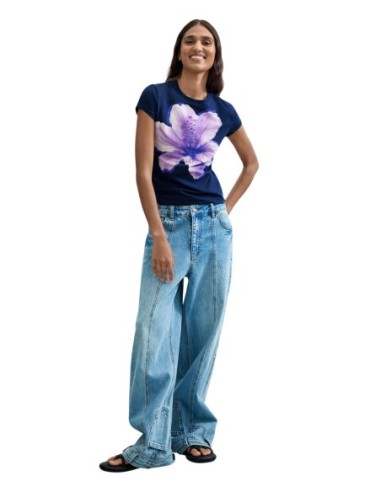 Desigual T-Shirt Femme Bleu Imprimé – Style Casual