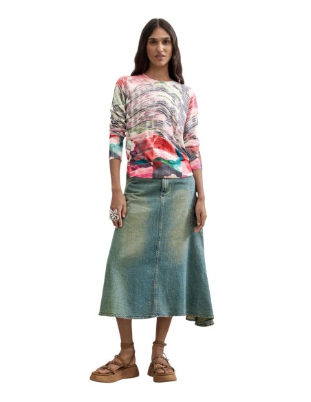 Desigual Pull Femme Rouge Imprimé – Look Original