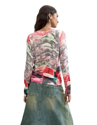 Desigual Pull Femme Rouge Imprimé – Look Original