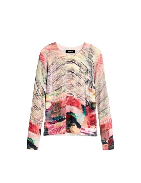 Desigual Pull Femme Rouge Imprimé – Look Original