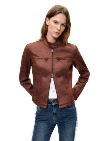 Desigual Veste Femme Marron Col Mao – Style Urbain
