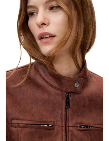 Desigual Veste Femme Marron Col Mao – Style Urbain