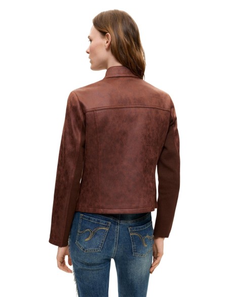 Desigual Veste Femme Marron Col Mao – Style Urbain