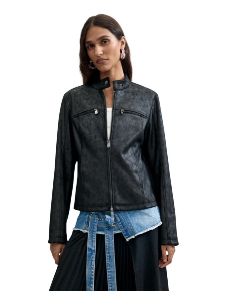 Desigual Veste Femme Noire Col Mao – Chic & Moderne