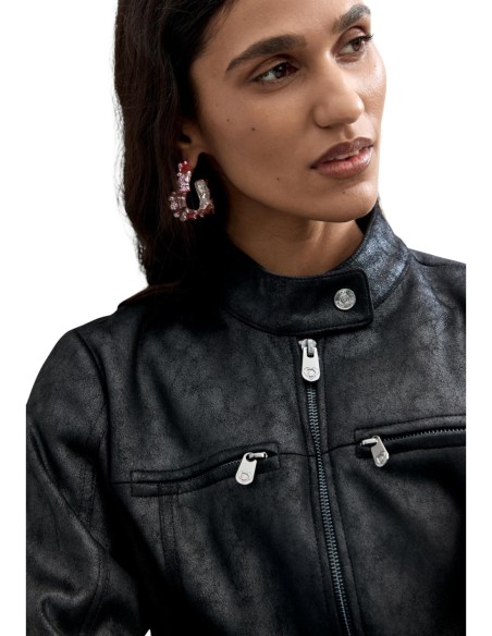 Desigual Veste Femme Noire Col Mao – Chic & Moderne