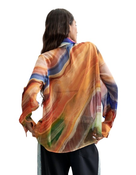 Desigual Blouse Femme Orange Imprimée – Touche de Couleur