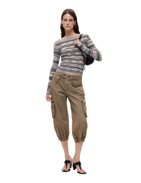 Desigual Pull Femme Gris Col Bateau – Confort Chic