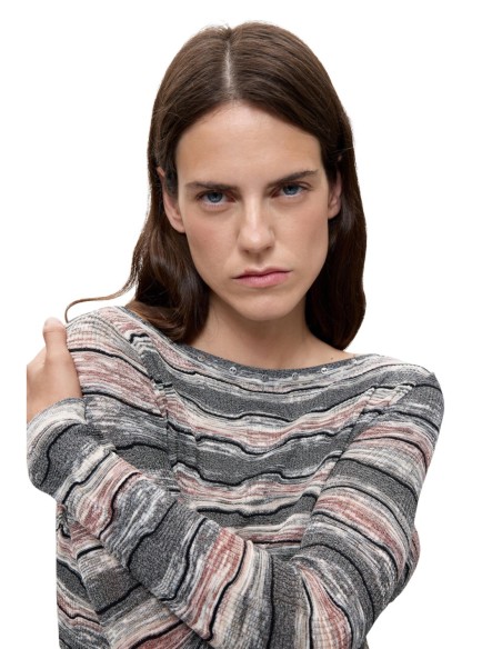 Desigual Pull Femme Gris Col Bateau – Confort Chic