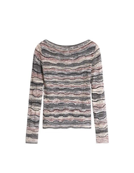 Desigual Pull Femme Gris Col Bateau – Confort Chic