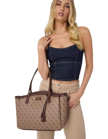 Guess Grand Sac Femme Marron Logo – Format XL Chic