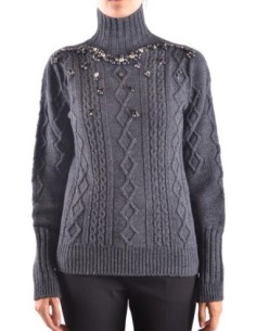 Pinko Pull Femme Gris Col Montant – Moderne & Chaud