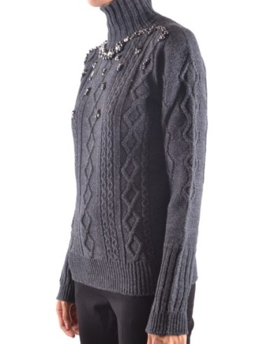 Pinko Pull Femme Gris Col Montant – Moderne & Chaud