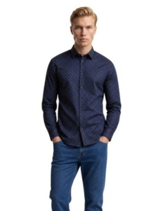 Chemise géométrique Armani Exchange bleu homme – Élégance moderne