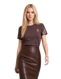T-shirt moleskine Armani Exchange marron femme – Style texturé