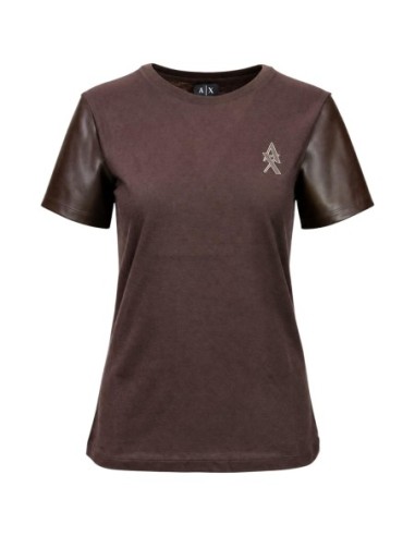 T-shirt moleskine Armani Exchange marron femme – Style texturé