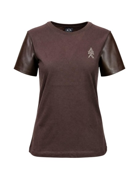 T-shirt moleskine Armani Exchange marron femme – Style texturé