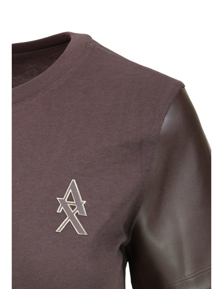 T-shirt moleskine Armani Exchange marron femme – Style texturé
