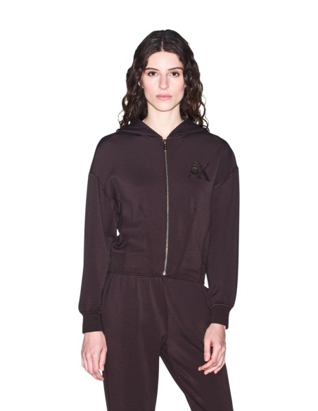 Sweat marron femme Armani Exchange zippé