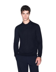 Pull maille structurée Armani Exchange bleu homme – Style moderne