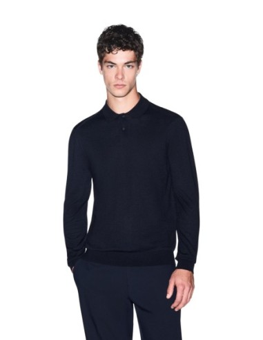 Pull maille structurée Armani Exchange bleu homme – Style moderne