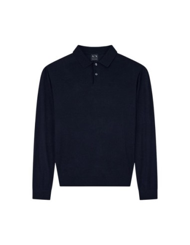 Pull maille structurée Armani Exchange bleu homme – Style moderne