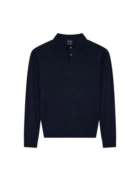 Pull maille structurée Armani Exchange bleu homme – Style moderne