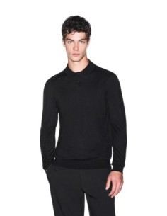 Pull maille fine Armani Exchange noir homme – Élégance intemporelle