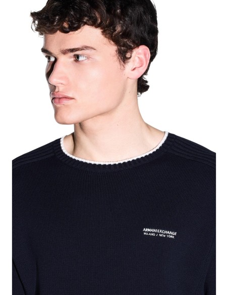 Pull léger Armani Exchange bleu homme – Style essentiel