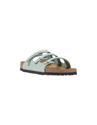 Mules vertes femme Birkenstock cuir boucle