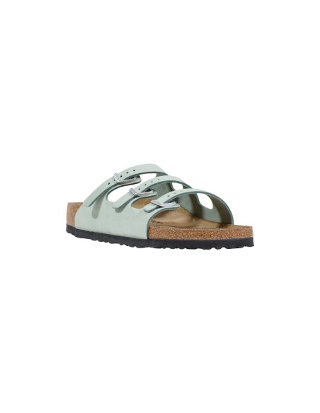 Mules vertes femme Birkenstock cuir boucle