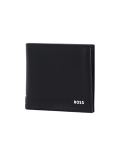 Portefeuille noir cuir homme Boss MONOGRAM