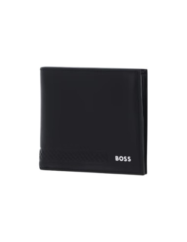 Portefeuille noir cuir homme Boss MONOGRAM