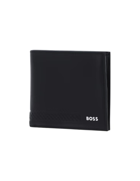 Portefeuille noir cuir homme Boss MONOGRAM