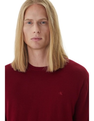 Pull laine Calvin Klein bordeaux homme – Style raffiné