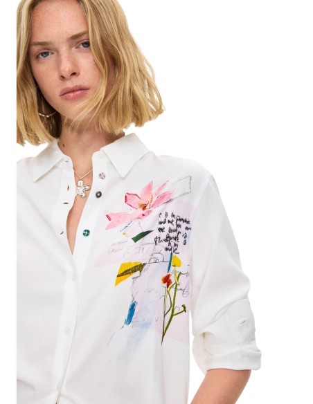 Chemise florale Desigual blanc femme – Style romantique