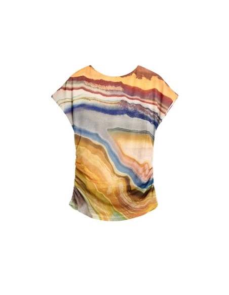 T-shirt imprimé Desigual beige femme – Style artistique