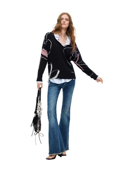 Pull imprimé Desigual noir femme – Style audacieux