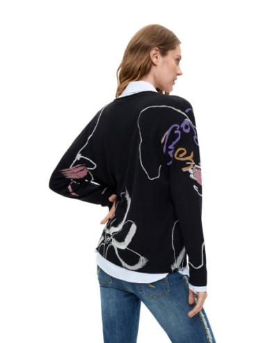 Pull imprimé Desigual noir femme – Style audacieux