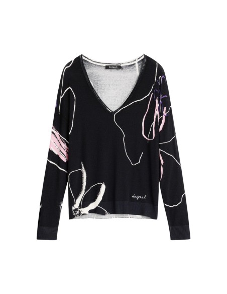 Pull imprimé Desigual noir femme – Style audacieux