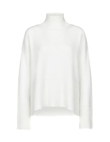 Pull blanc femme Dondup laine col montant