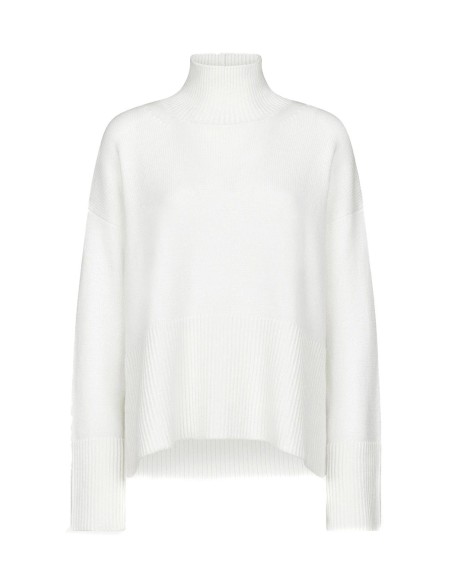 Pull blanc femme Dondup laine col montant
