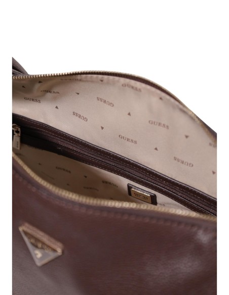 Sac bandoulière Guess marron femme grand format avec poches intérieures