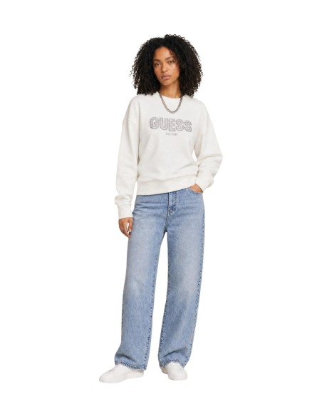 Pull imprimé Guess blanc femme – Style graphique