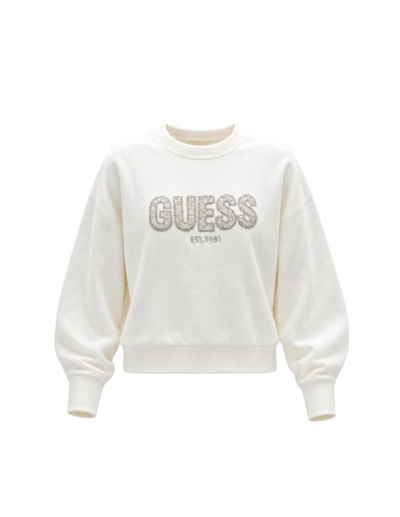 Pull imprimé Guess blanc femme – Style graphique