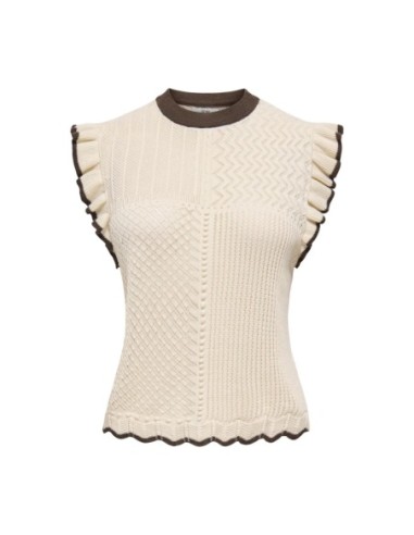 T-shirt beige géométrique femme Jacqueline De Yong 100% coton