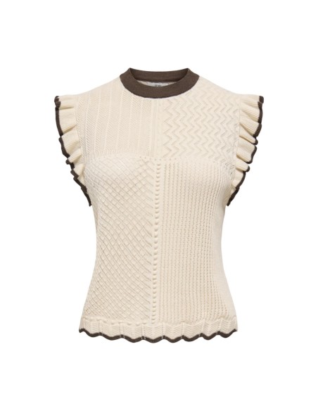 T-shirt beige géométrique femme Jacqueline De Yong 100% coton