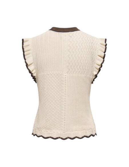 T-shirt beige géométrique femme Jacqueline De Yong 100% coton