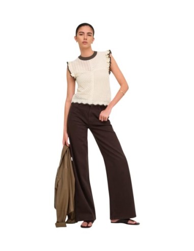 T-shirt beige géométrique femme Jacqueline De Yong 100% coton