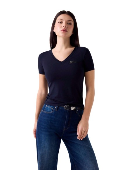 T-shirt modal Guess bleu femme – Élégance minimaliste