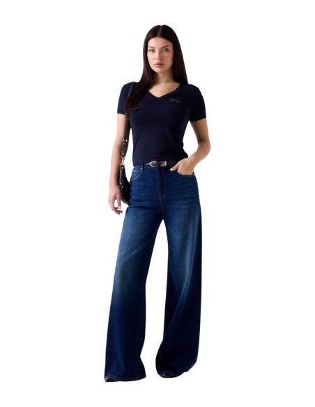 T-shirt modal Guess bleu femme – Élégance minimaliste